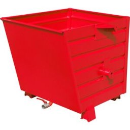 eurokraft pro Basculador empilhável para aparas BSL com fundo em chapa perfurada , volume 0,55 m³, vermelho fogo, Basculador empilhável para aparas BSL com fundo em chapa perfurada, volume 0,55 m³, vermelho fogo. Fundo intermédio em chapa perfurada e torn