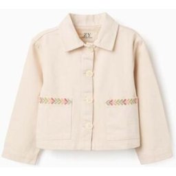 ZIPPY Casaco de sarja com bordado em ponto cruz para menina, bege-claro Beige 3-4 Years