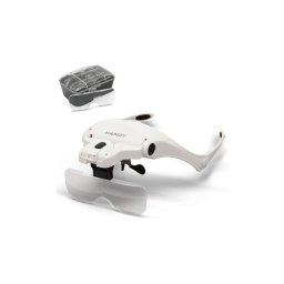Lupa para a testa com iluminação LED 3xAAA + conjunto de lentes