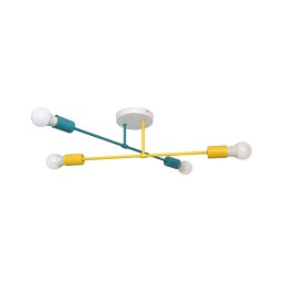 Candelabro montado à superfície CAMBRIDGE 4xE27/20W/230V azul/amarelo