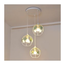 Candeeiro suspenso de criança STARS 3xE27/15W/230V verde/branco