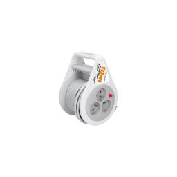 Solight PB25 - Cabo de extensão em carretel, 3 tomadas, 10 m
