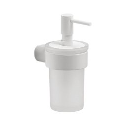 Gedy - Dispensador de sabão de parede PIRENEI 110 ml, vidro leitoso / branco mate
