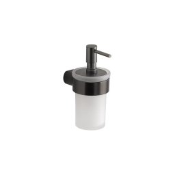 Gedy - Dispensador de sabão de parede PIRENEI 110 ml vidro leitoso/cinza metálico