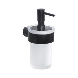 Gedy - Dispensador de sabão de parede PIRENEI 110 ml vidro leitoso/preto mate
