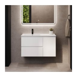 Móvel de casa de banho com lavatório HELSINKI 95 cm esquerdo/branco