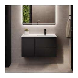 Móvel para casa de banho com lavatório HELSINKI 95 cm, versão direita/preto