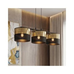 Lustre suspenso por cabo LUX 3xE27/15W/230V preto/dourado