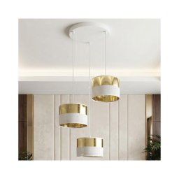 Lustre suspenso por cabo LUX 3xE27/15W/230V branco/dourado