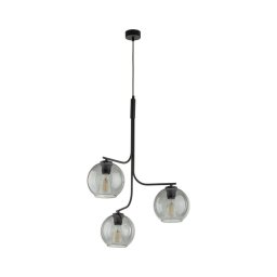 Lustre LED suspenso por cabo CESAR 3xE27/15W/230V preto/cinzento fumado