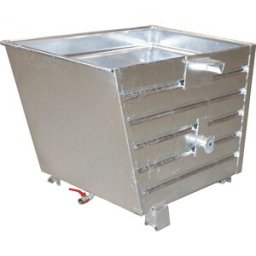 eurokraft pro Basculador empilhável para aparas BSL com fundo em chapa perfurada , volume 0,7 m³, galvanizado a fogo, Basculador empilhável para aparas BSL com fundo em chapa perfurada, volume 0,7 m³, galvanizado a fogo. Fundo intermédio em chapa perfurad