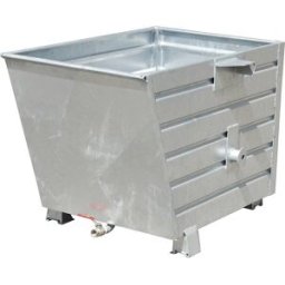 eurokraft pro Basculador empilhável para aparas BSL com fundo em chapa perfurada , volume 0,9 m³, galvanizado a fogo, Basculador empilhável para aparas BSL com fundo em chapa perfurada, volume 0,9 m³, galvanizado a fogo. Fundo intermédio em chapa perfurad