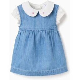ZIPPY Body de algodão + vestido de ganga para recém-nascida, branco/azul Azul 0-1 Months