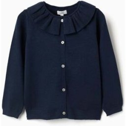 ZIPPY Casaco de malha com gola de folhos para menina, azul-marinho Azul 11-12 Years