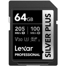 Cartão de Memória Professional SILVER PLUS 64GB SDXC UHS-I Classe 3 - LEXAR