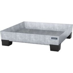 eurokraft pro Cuba coletora em aço com pés em plástico , CxLxA 1240 x 1210 x 295 mm, galvanizada a fogo, sem grade, Cuba coletora em aço com pés em plástico, CxLxA 1240 x 1210 x 295 mm, galvanizada a fogo, sem grade. CO₂ compensado. Combinação inovadora: