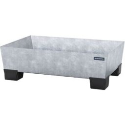 eurokraft pro Cuba coletora em aço com pés em plástico , CxLxA 1240 x 815 x 360 mm, galvanizada a fogo, sem grade, Cuba coletora em aço com pés em plástico, CxLxA 1240 x 815 x 360 mm, galvanizada a fogo, sem grade. CO₂ compensado. Combinação inovadora: es