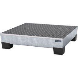 eurokraft pro Cuba coletora em aço com pés em plástico , CxLxA 1240 x 1210 x 295 mm, galvanizada a fogo, com grade, Cuba coletora em aço com pés em plástico, CxLxA 1240 x 1210 x 295 mm, galvanizada a fogo, com grade. CO₂ compensado. Combinação inovadora: