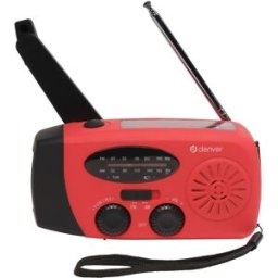 Rádio Portátil AM/FM c/ Painel Solar, Dínamo e Lanterna - DENVER