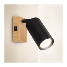 Brilagi - Aplique de parede orientável SELE 1xGU10/30W/230V preto/acabamento em carvalho