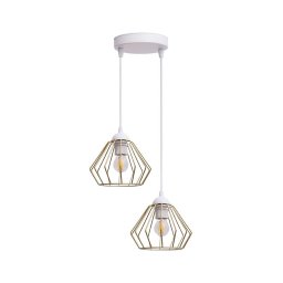 Candeeiro suspenso CEED GOLD 2xE27/60W/230V diâmetro 28 cm branco/dourado