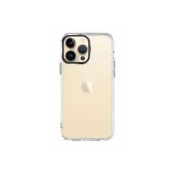 Capa Iphone 14 Pro Max Silicone Transparente e Border Camara em Aluminio Preto