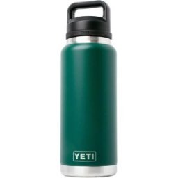 Yeti Rambler Bottle 36oz Chug Cap, Black Forest Green, garrafa térmica com bico, 1L