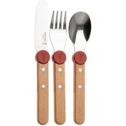 Opinel Le Petit Gourmet 3256 Coral Red, conjunto de talheres para crianças de 3 peças