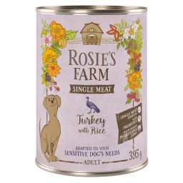 6x395g peru e arroz Single Meat Adult Rosie's Farm comida húmida cão