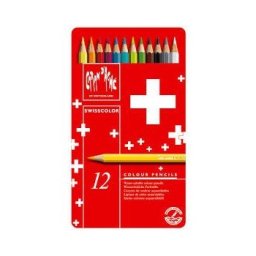 Lapis Cor Caran DAche Swisscolor Cx Metalica 12 Cores