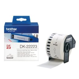 Rolo de papel, contínuo autocolante branco Brother 50mmx30,48mts