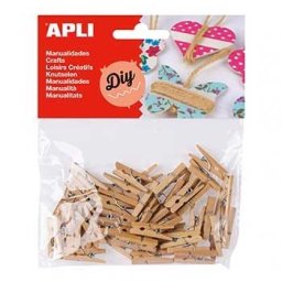 Mini Molas para Papeis Madeira 45un