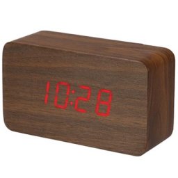 Relógio Despertador em Madeira + Calendário + Temperatura