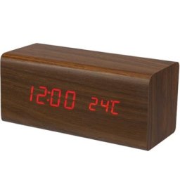 Relógio Despertador em Madeira + Calendário + Temperatura
