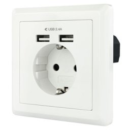 Tomada de Parede Encastre 2x Portas USB