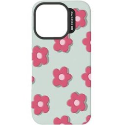 Puro Capa Silicone Case and Me Jelly para iPhone 15 Pro Max - Verde / Flores 3D