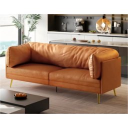 DripeX Sofá de imitação de laranja, 2-3 lugares, com almofadas de assento de 56 cm de profundidade, 185x76x90cm
