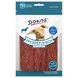 4x60g aprox. carne de cavalo seca Dokas snacks para cães