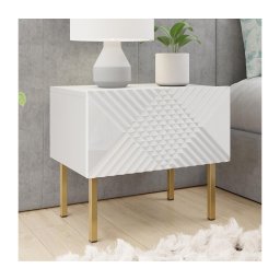 Mesa de cabeceira EXITO 46x50 cm branco/dourada