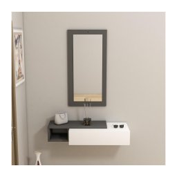 Prateleira de parede + espelho de parede VIEN branco/antracite