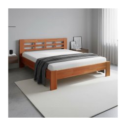 Cama de casal em madeira maciça ANGELA 180x200 cm noz
