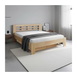 Cama de casal de madeira maciça com espaço de armazenamento ANGELA 180x200 cm bétula