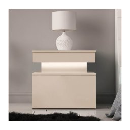 Mesa de cabeceira com iluminação LED GLOSSA 55x51 cm bege