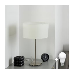 Eglo - LED Candeeiro de mesa TUNJA 1xE27/60W/230V 38,5 cm cromado fosco/branco