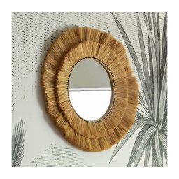 Atmosphera - Espelho de parede ALBA, Ø 57 cm, rattan