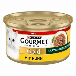 24x85g Delicias suculentas em tiras finas Frango Gourmet Gold comida húmida