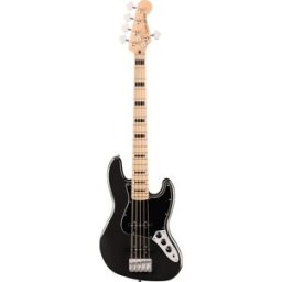 Fender Affinity Series Active Jazz Bass V Maple Fingerboard Black Pickguard Black Metallic Baixo elétrico de 5 cordas