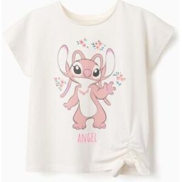Disney T-shirt de algodão com estampado Angel para menina, bege-claro Beige 5-6 Years