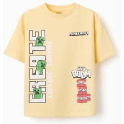 T-shirt de algodão com estampados Minecraft para menino, amarelo Amarelo 7-8 Years