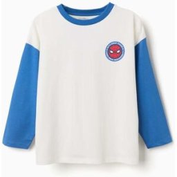 MARVEL HEROES T-shirt de manga comprida de algodão Spider-Man para menino, branco/azul Branco 3-4 Years